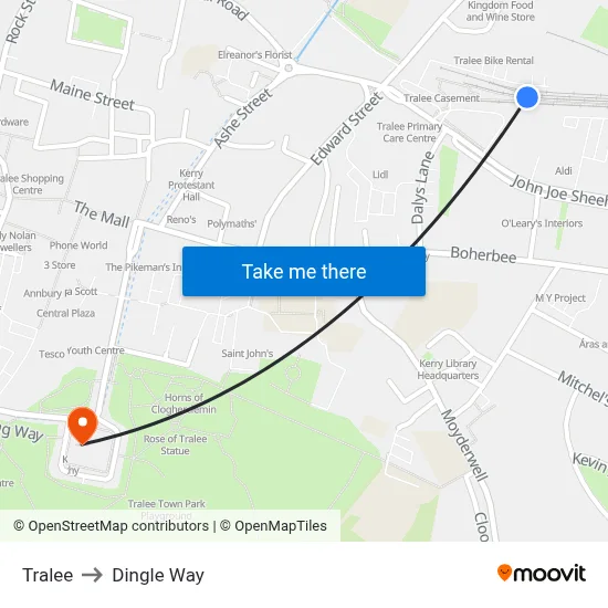 Tralee to Dingle Way map