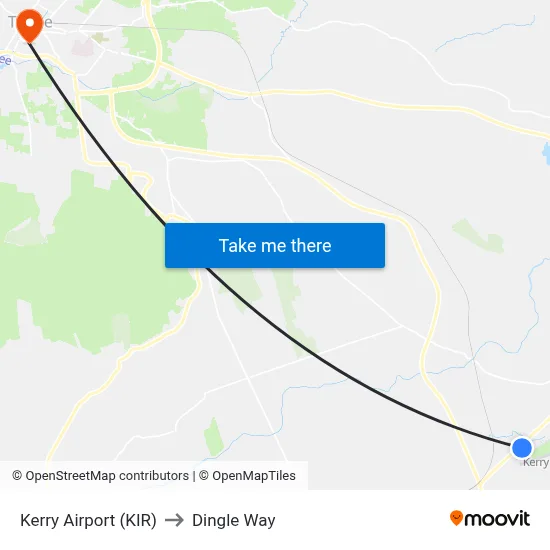 Kerry Airport (KIR) to Dingle Way map