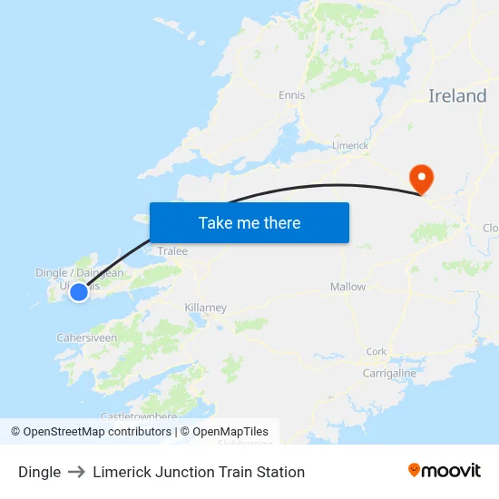 Dingle to Limerick Junction Train Station map