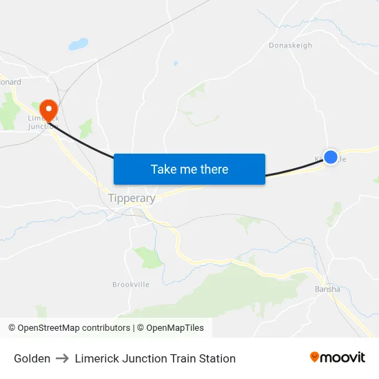 Golden to Limerick Junction Train Station map