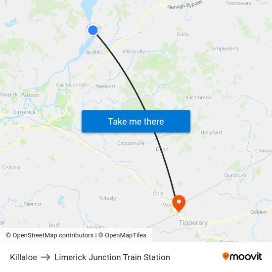 Killaloe to Limerick Junction Train Station map