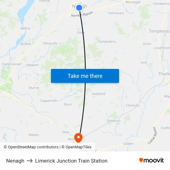 Nenagh to Limerick Junction Train Station map