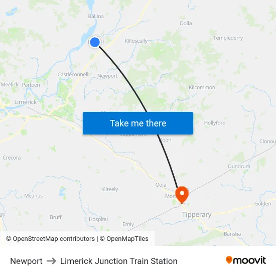 Newport to Limerick Junction Train Station map