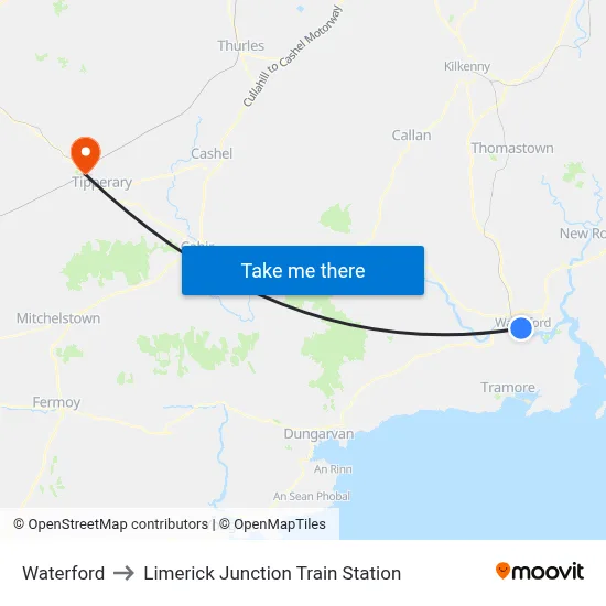 Waterford to Limerick Junction Train Station map