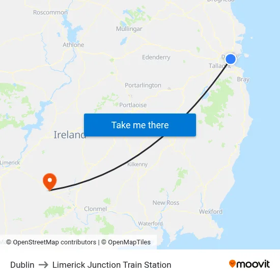 Dublin to Limerick Junction Train Station map