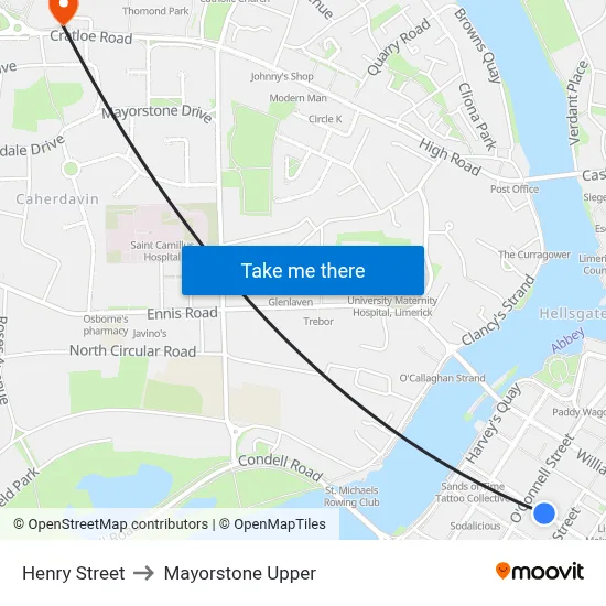 Henry Street to Mayorstone Upper map