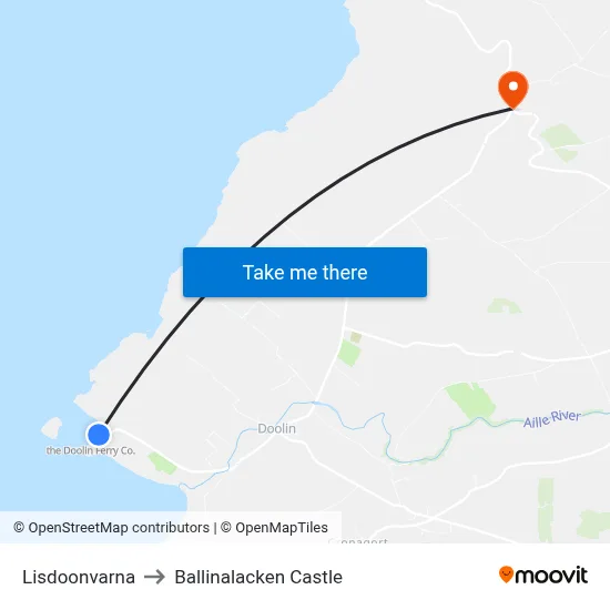 Lisdoonvarna to Ballinalacken Castle map