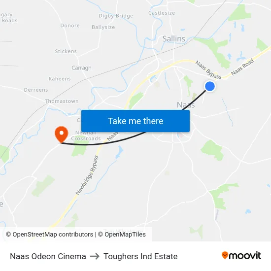 Naas Odeon Cinema to Toughers Ind Estate map
