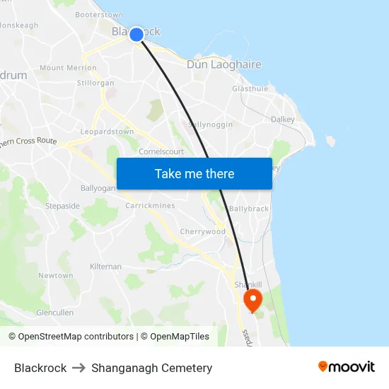 Blackrock to Shanganagh Cemetery map