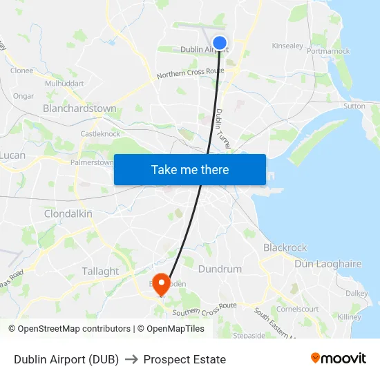 Dublin Airport (DUB) to Prospect Estate map