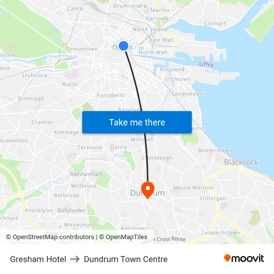 Gresham Hotel to Dundrum Town Centre map