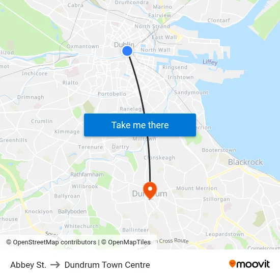 Abbey St. to Dundrum Town Centre map