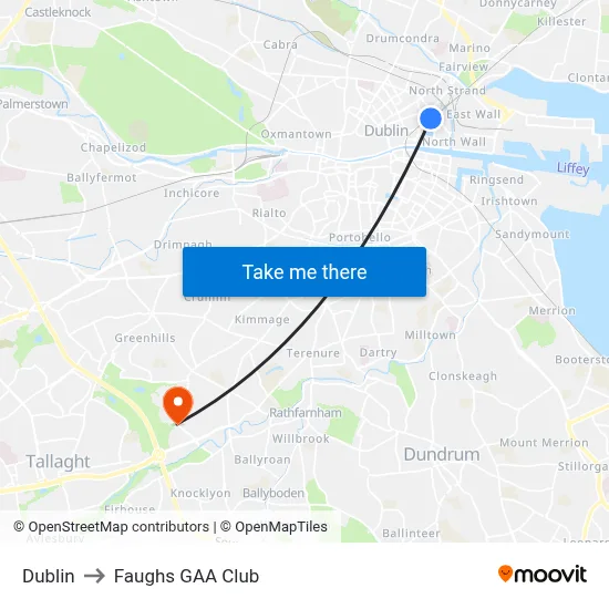 Dublin to Faughs GAA Club map