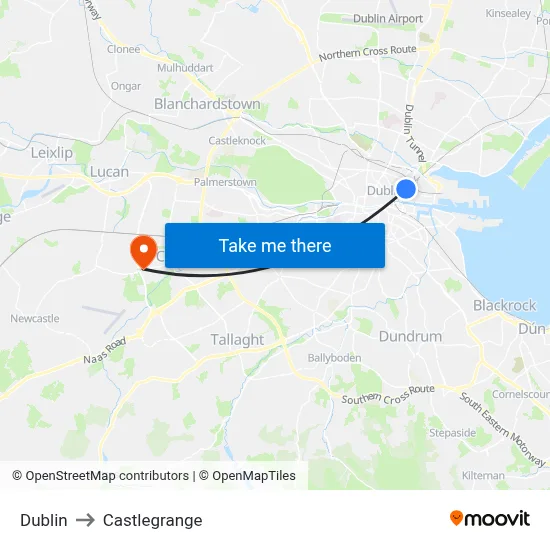 Dublin to Castlegrange map