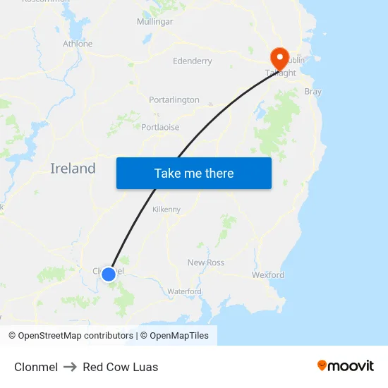 Clonmel to Red Cow Luas map