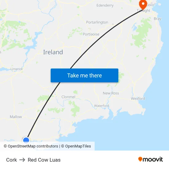 Cork to Red Cow Luas map