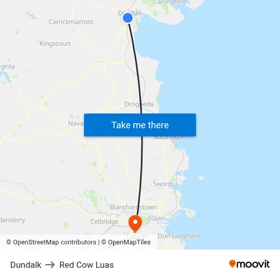 Dundalk to Red Cow Luas map