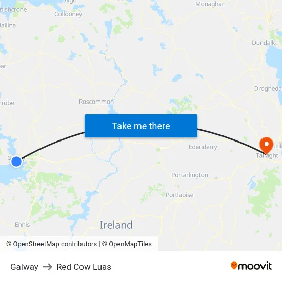 Galway to Red Cow Luas map