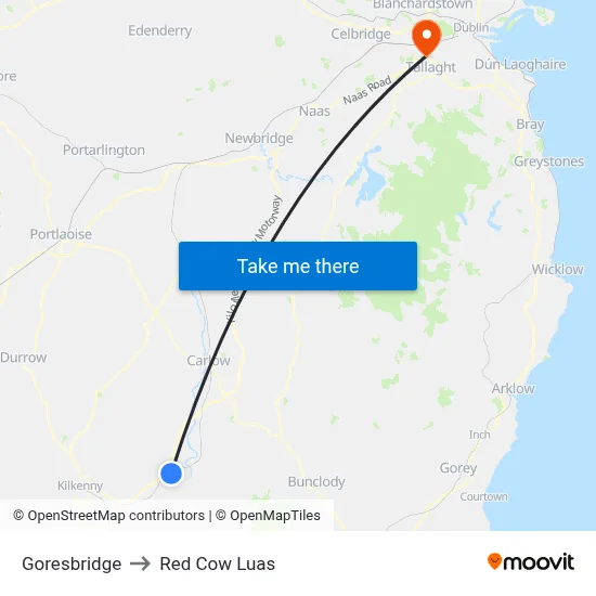 Goresbridge to Red Cow Luas map