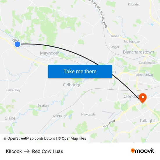 Kilcock to Red Cow Luas map