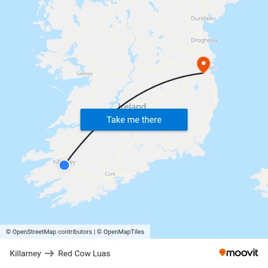 Killarney to Red Cow Luas map