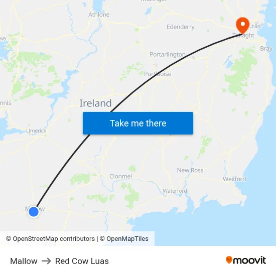 Mallow to Red Cow Luas map
