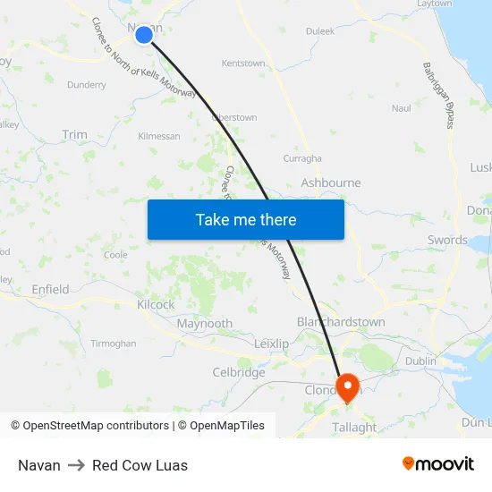 Navan to Red Cow Luas map