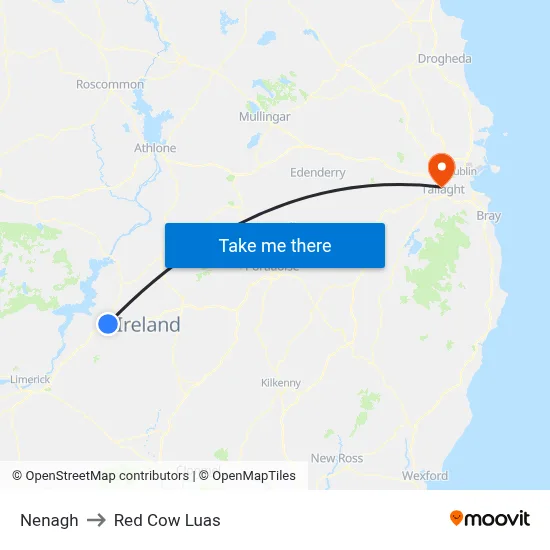 Nenagh to Red Cow Luas map