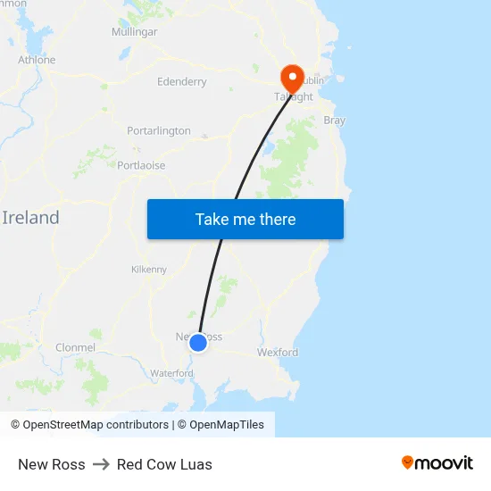 New Ross to Red Cow Luas map
