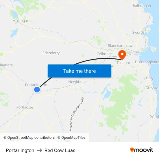 Portarlington to Red Cow Luas map