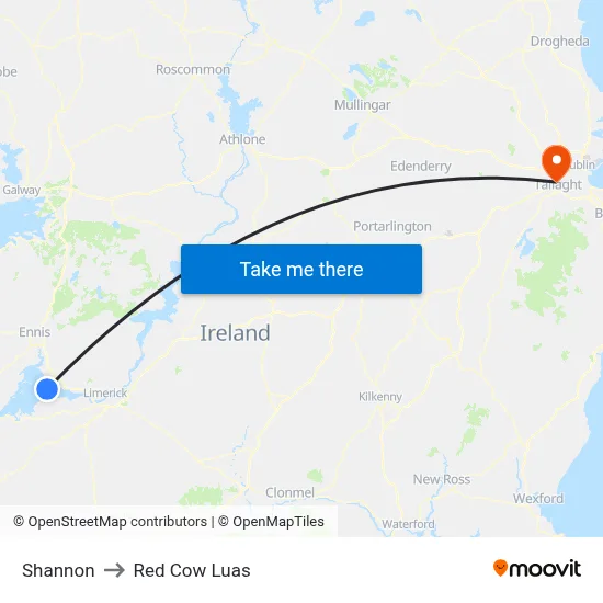 Shannon to Red Cow Luas map