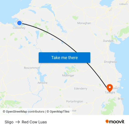 Sligo to Red Cow Luas map