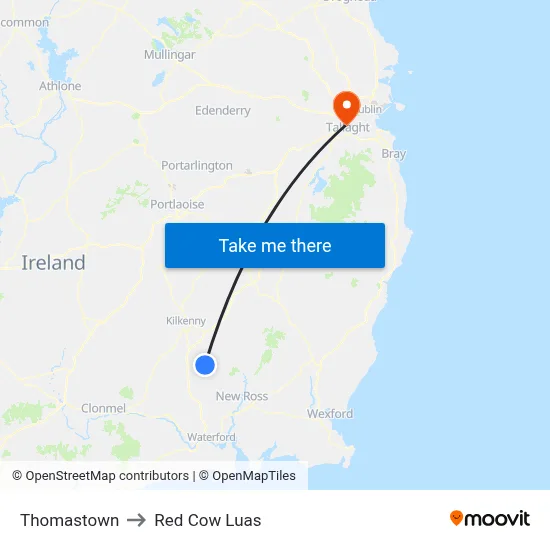 Thomastown to Red Cow Luas map