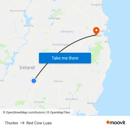 Thurles to Red Cow Luas map