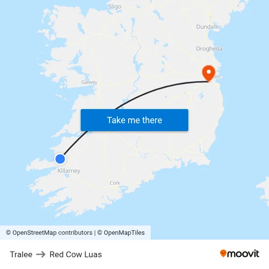 Tralee to Red Cow Luas map
