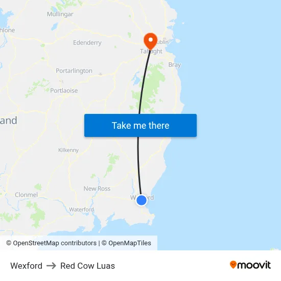 Wexford to Red Cow Luas map
