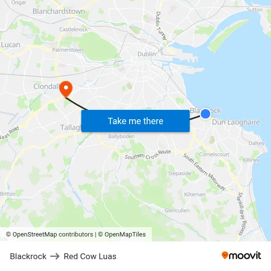 Blackrock to Red Cow Luas map