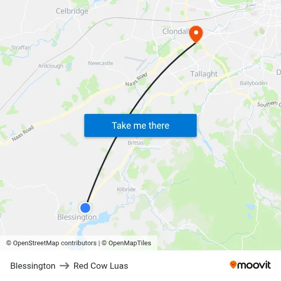 Blessington to Red Cow Luas map
