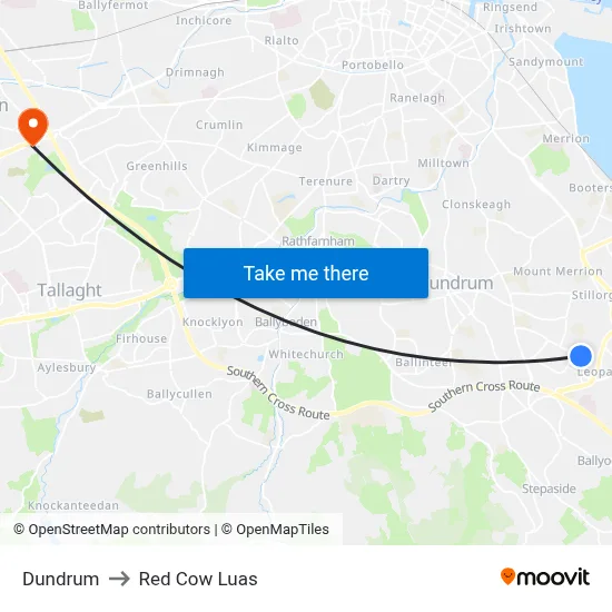 Dundrum to Red Cow Luas map