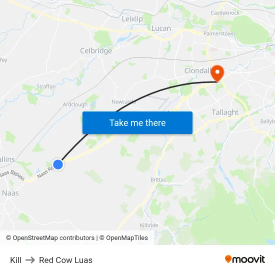 Kill to Red Cow Luas map
