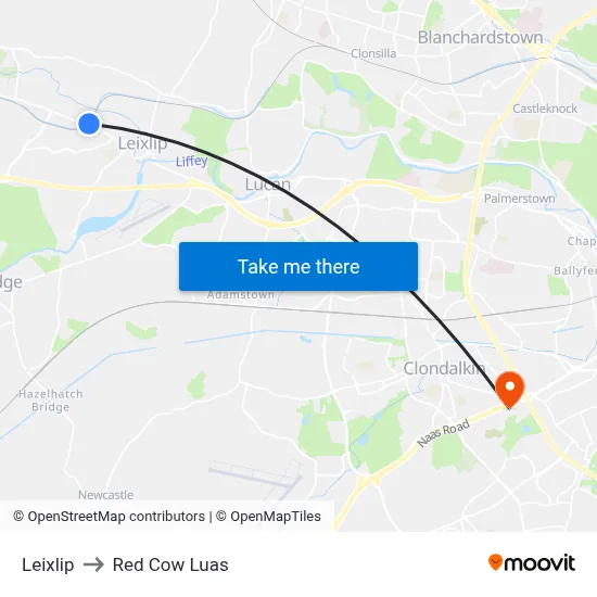 Leixlip to Red Cow Luas map