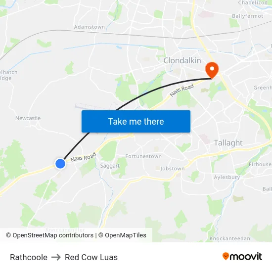 Rathcoole to Red Cow Luas map