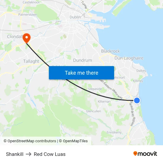 Shankill to Red Cow Luas map