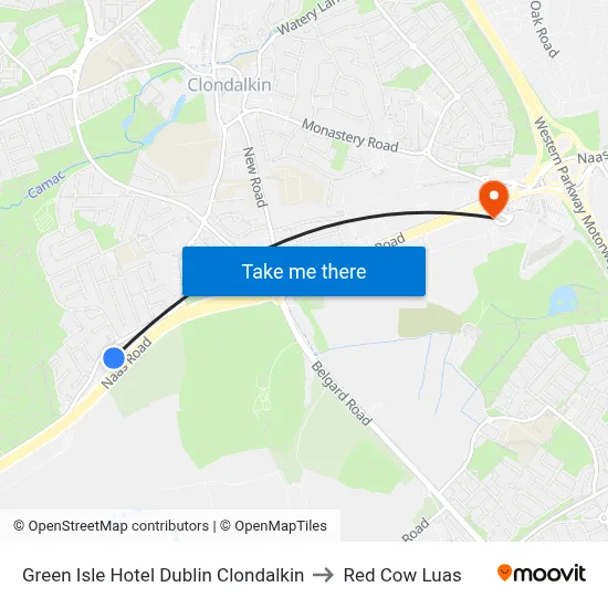 Green Isle Hotel Dublin Clondalkin to Red Cow Luas map