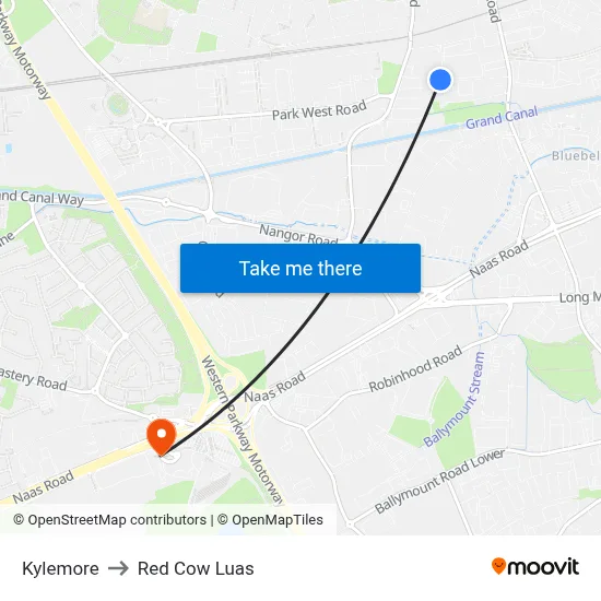 Kylemore to Red Cow Luas map