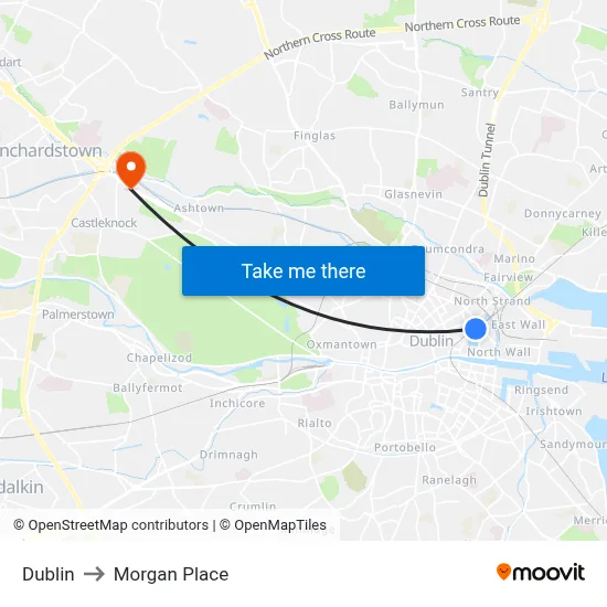 Dublin to Morgan Place map