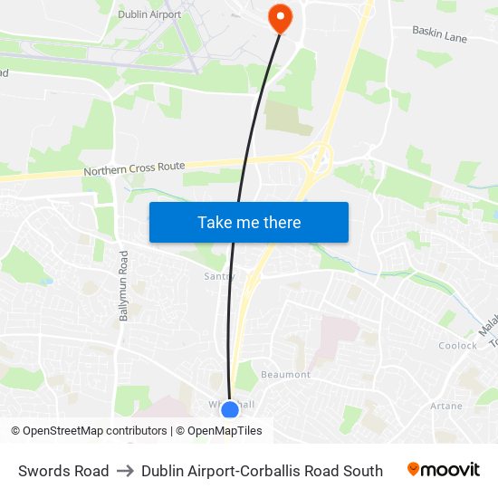 Swords Road to Dublin Airport-Corballis Road South map