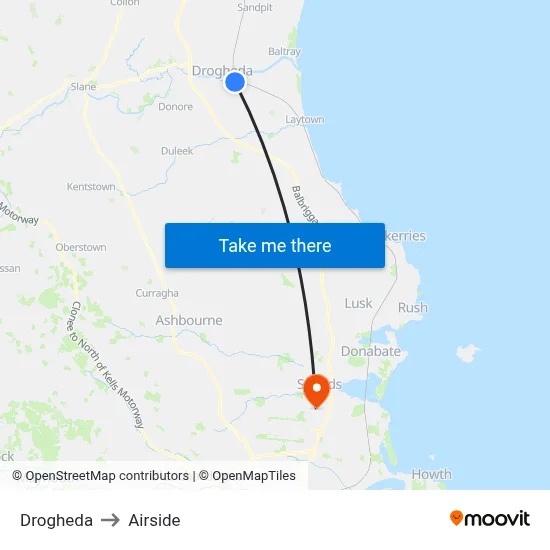 Drogheda to Airside map
