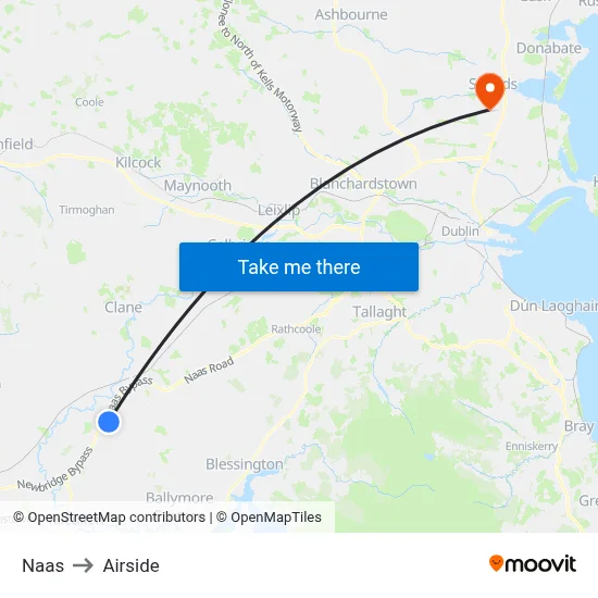 Naas to Airside map