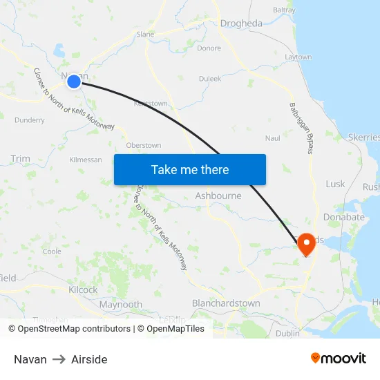 Navan to Airside map